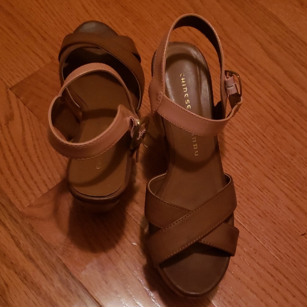 Brown Chinese Laubdry Wedge Heel